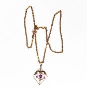 9ct Gold amethyst pendant and chain, 7.9g.
