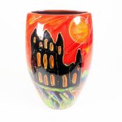 Anita Harris large Whitby Abbey at Sunset oval vase, height 24cm, gold signed.