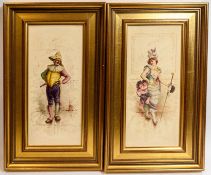 A pair of 19th century earthenware plaques, hand painted and signed A Boullemier, one painted with a