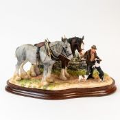 Border Fine Arts Homeward Bound (farmer leading two Shires), model no.B1029 by Anne Wall, limited