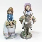 Lladro porcelain figurines compromising, Look at Me! no.5465 and May Flowers, no.5467. (H: 20cm) (