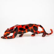 Anita Harris Hot Coals Panther figure, length 41cm, gold signed.
