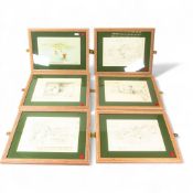 6 x Beatrix Potter illustrations, hand painted pencil and watercolour drawings, signed by an unknown