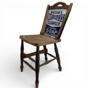 An Edwardian 'Watson's Soap' enamel advertising chair. Slight damage to top left section & repair to