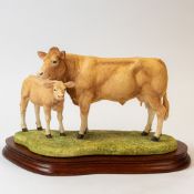 Border Fine Arts Blonde D'Aquitaine Cow and Calf, model no.B0353 by Kirsty Armstrong, limited