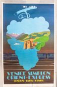 Poster VSOE VENICE SIMPLON ORIENT EXPRESS LONDON~PARIS~VENICE, The Alps, by Fix Masseau. First