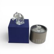 Swarovski Crystal large Elephant with metal tail (010015) retired 1989 designed by Max Schreck
