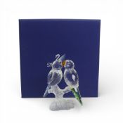 Swarovski Crystal Budgies with coloured beaks and tail feathers (680627), by Michael Stamey,