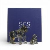Swarovski 'Endangered Wildlife Gorillas' Mother and Infant (952504)retired 2009, designed by Anton