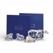 Swarovski Crystal Siku The Polar Bear (1053154) with Two Polar Bear Cubs (1079156) all retired