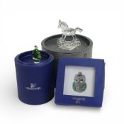 Swarovski Crystal Rocking Horse (183270) retired 2004 designed by Gabriele Stamey presented in clear