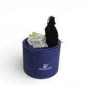 Swarovski Crystal Anna Heart shaped lidded box with decorative crystal yellow ribbon handle (666890)