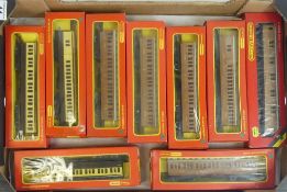 A collection of boxed Hornby Railways OO/HO gauge passenger carriages to include R.448 LNER sleeping