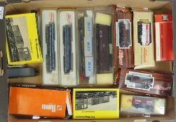 A collection of boxed Liliput HO gauge freight wagons, Jouef Elf tanker, Lima freight wagon and Trix