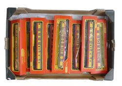 A collection of Hornby and Tri-ang passenger carriages to include two R.722 InterCity 2nd Class,