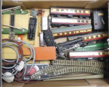 A collection of Hornby-Dublo OO gauge to include passenger carriages, train station, signal box,