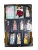A collection of bisque porcelain Atlas Editions dolls, all in sealed boxes, together with vintage