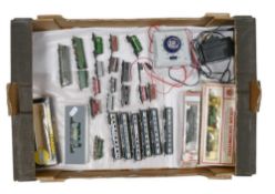 A collection of N gauge steam and diesel locomotives, InterCity passenger carriages and freight vans