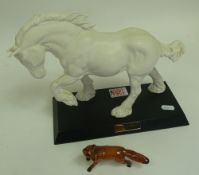Beswick, Spirit of the Earth on black wooden plinth, together with standing fox, no.1440. (2)