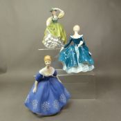 Three Royal Doulton figurines, Janine (2nd) HN2461, Buttercup (2nd) HN2309 and 1st quality figure