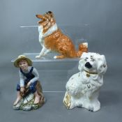 Royal Doulton figurine Tom Sawyer HN2926, together with a Royal Doulton seated Rough Collie and a