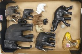 A selection of wooden Elephants of various wood types and sizes etc (1tray)