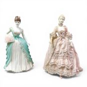 Two limited edition Coalport figurines, Anniversary Waltz and Madame de Pompadour, height of tallest