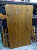 Pine farmhouse style kitchen table, single drawer to one side, table top measures 150cm x 87cm.