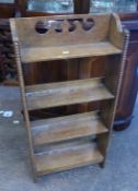 Arts & Crafts golden oak open bookcase W 46cm x H 92cm.