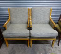 Pair of mid-century upholstered armchairs, width 65cm (2).