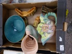 A collection of Beswick ware items to include Green Nautilus Shell vase 1186, lustre vase 808,