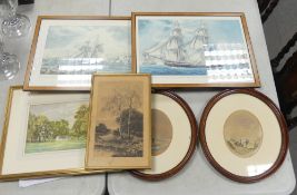 A collection framed watercolours to include George Cooper watercolour painting of an outbuilding