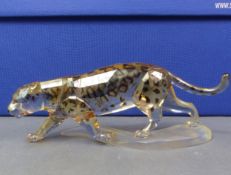 Swarovski Crystal Jaguar figure in the 'golden shine' colour in original box