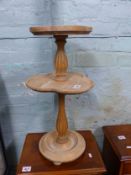 Three tier bare pine stand, H 61cm.
