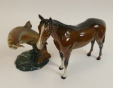Beswick, huntsman horse, together with Trout, 1032. (2)