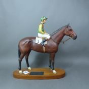 Beswick Connoisseur model of Nijinsky with Lester Piggott up, on wooden base.