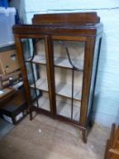 Mahogany china/display cabinet with glazed doors and sides, W 78cm x H 130cm x D 29cm.