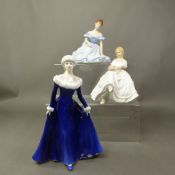 Three Royal Doulton figurines, Marjorie HN2788, Heather HN2956 and Winters Walk HN4689 (3).