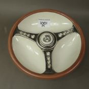 Beswick Les Leston Ceramic Formula 1 Racing Steering Wheel Ashtray, 1950s, diameter 19cm.