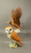 Beswick model 2062 Golden Eagle in a matt finish, together with 1046 large Barn Owl, height of