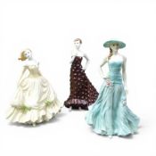 Two seconds Coalport figurines, together with a Royal Worcester seconds figure Serena, height of