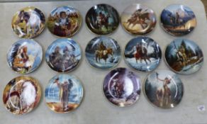 Two sets of Native American theme decorative wall plates, 6 x American Indian Heritage Foundation
