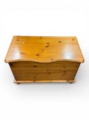 Duchess pine blanket box on bun feet - H53cm x W85cm x D46cm