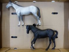 Beswick Bois Roussel racehorse in grey matt model 701, together with Beswick Black Beauty (2).