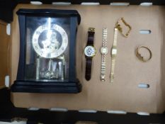 A Louis Picard anniversary clock, together with a gents Gianni Sabatini wrist watch and four