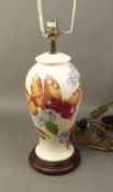 Moorcroft The Butterfly design baluster form table lamp. Designed by Sally Tuffin, height 36cm to