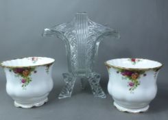 Two Royal Albert 'Old Country Roses' footed Planters together with an Art Deco Libochovice Czech