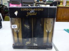 Wines & Spirits - Freixenet Cordon Negro Cava, two bottle and 2 glasses boxed set.