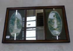 Three panel triptych, from left to right: My Lady's Garden print, a central mirror and The