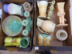 Beswick ware items in the mottled glaze pastel tone to include vases, jugs, candlestick holders,